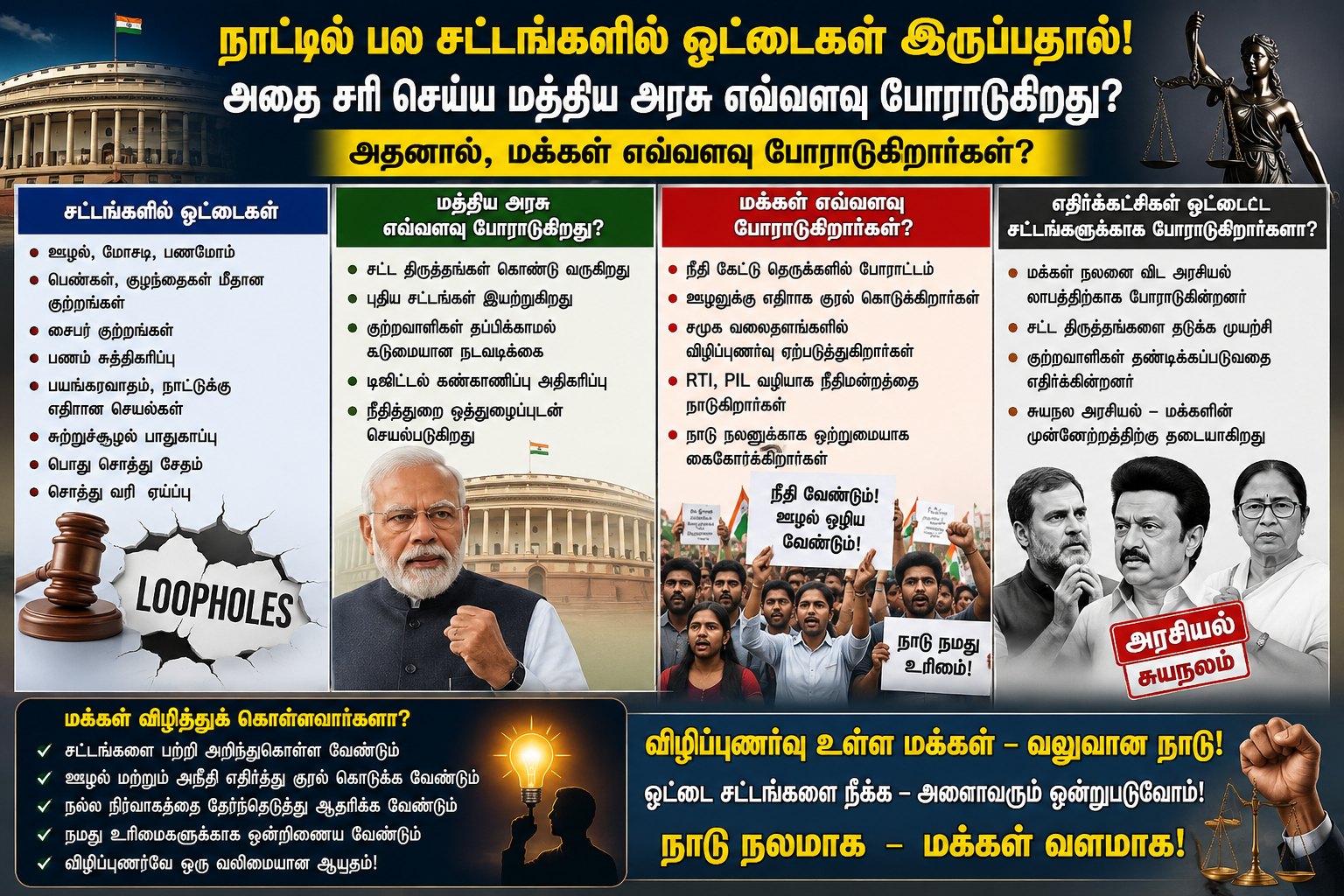 With many loopholes in the country's laws! How much is the central government struggling to fix them? So, how much are the people struggling? - Are opposition parties in politics fighting for legal loopholes? – Will the people wake up?