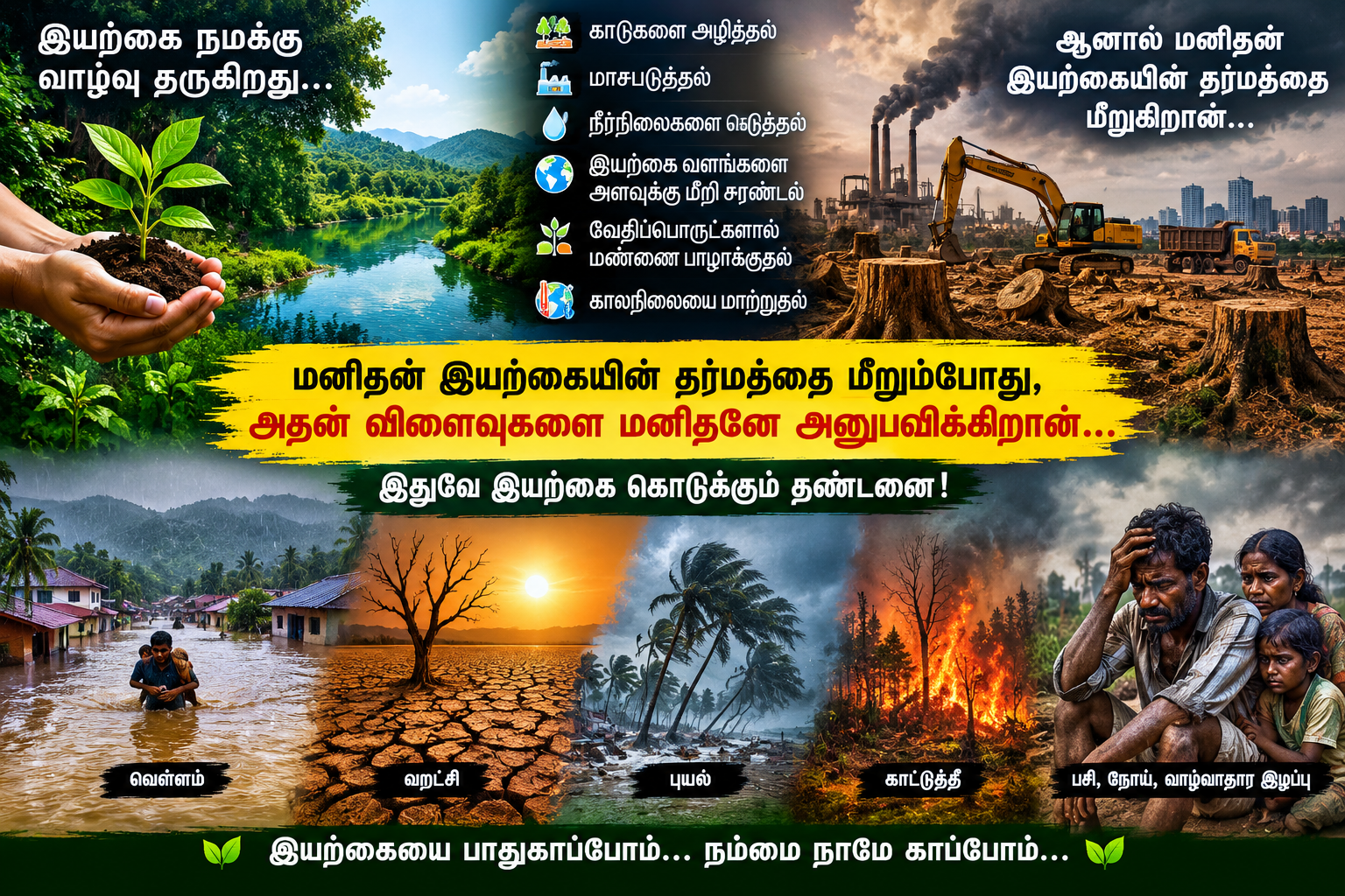 மனிதன் இயற்கையின் தர்மத்தை மீறும்போது, அதன் விளைவுகளை மனிதனே அனுபவிக்கிறான் என்பதே இயற்கை கொடுக்கும் தண்டனையா?
