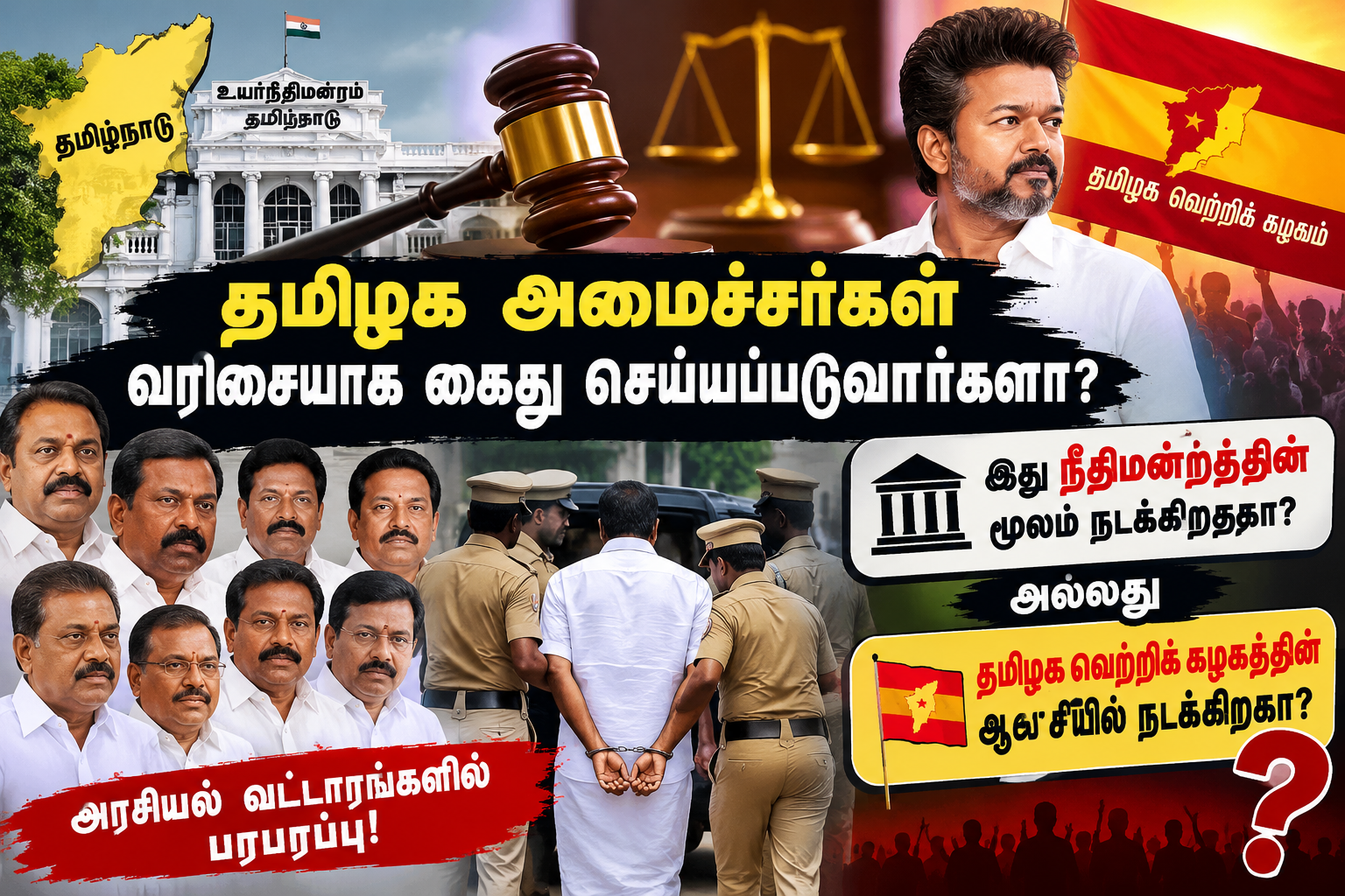 தமிழக அமைச்சர்கள் வரிசையாக கைது செய்யப்படுவார்களா? இது நீதிமன்றத்தின் மூலம் நடக்கிறதா? இல்லை தமிழக வெற்றிக் கழகத்தின் ஆட்சியில் நடக்கிறதா?
